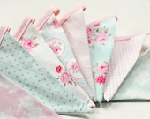 Fabric bunting banner English Garden Pink, aqua, Red