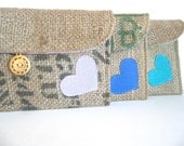 French Lavender. Eco. Upcycled. Burlap. Tshirt. Clutch Purse. Earth Day. Love. Heart. Spring Fashion. For Her. Mothers Day. Gift Idea.