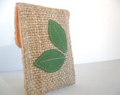 Peach. Eco Friendly. Iphone. Cozy. Upcycled. Burlap. Tshirt. Spring Fashion. Earth Day. Green. Leaf. For Her. Mothers Day. Teen. Gift Idea.
