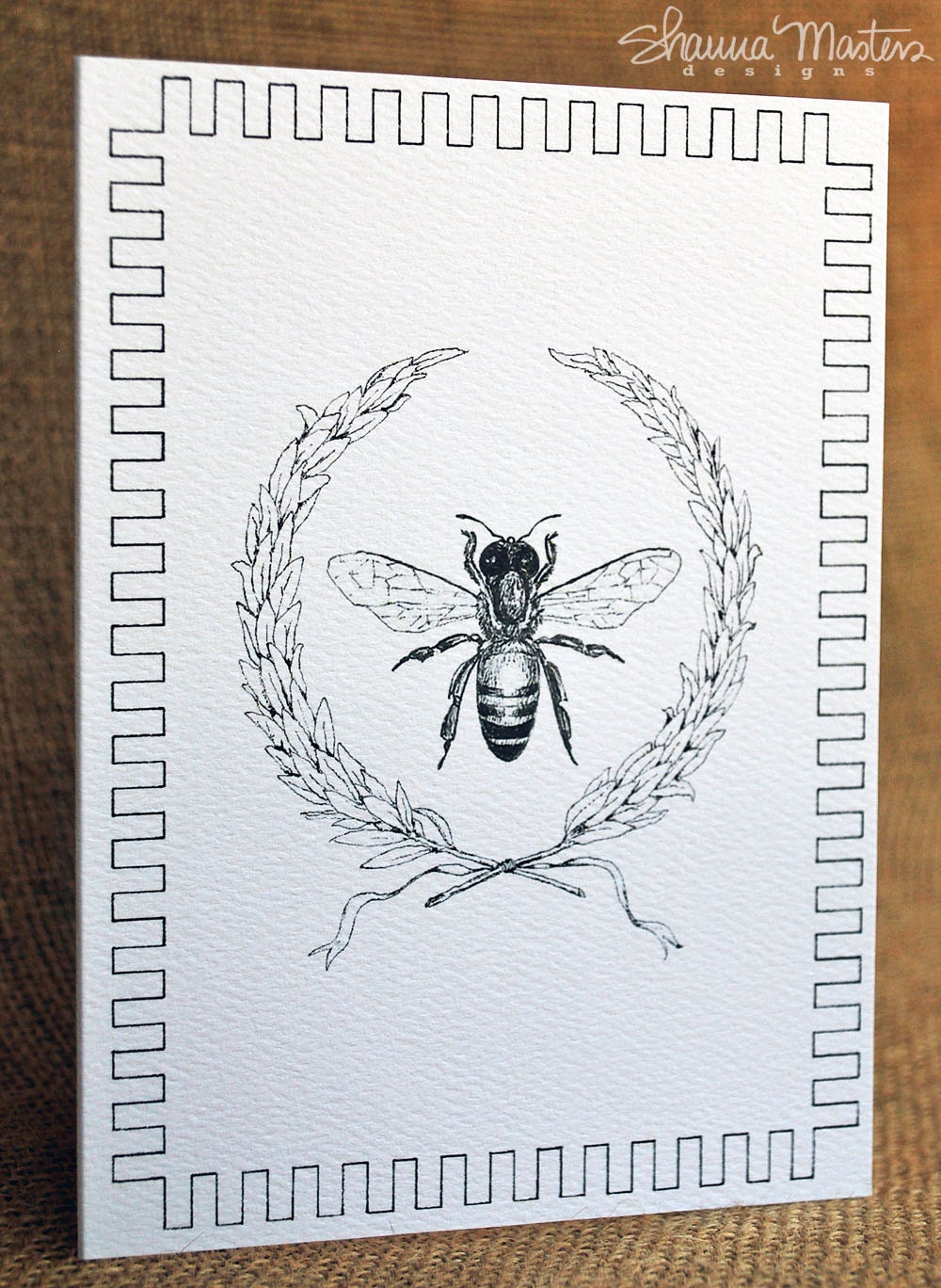 Bee and Laurel Wreath Note Card