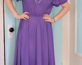 70's VIOLET FRILL flowy daydress M