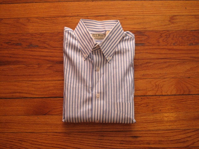 mens vintage LL bean bengal stripe short sleeve shirt