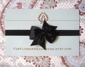 Hairbow Headband - Baby Bow Headband - Newborn Headband - Black Hairbow Clip on Headband