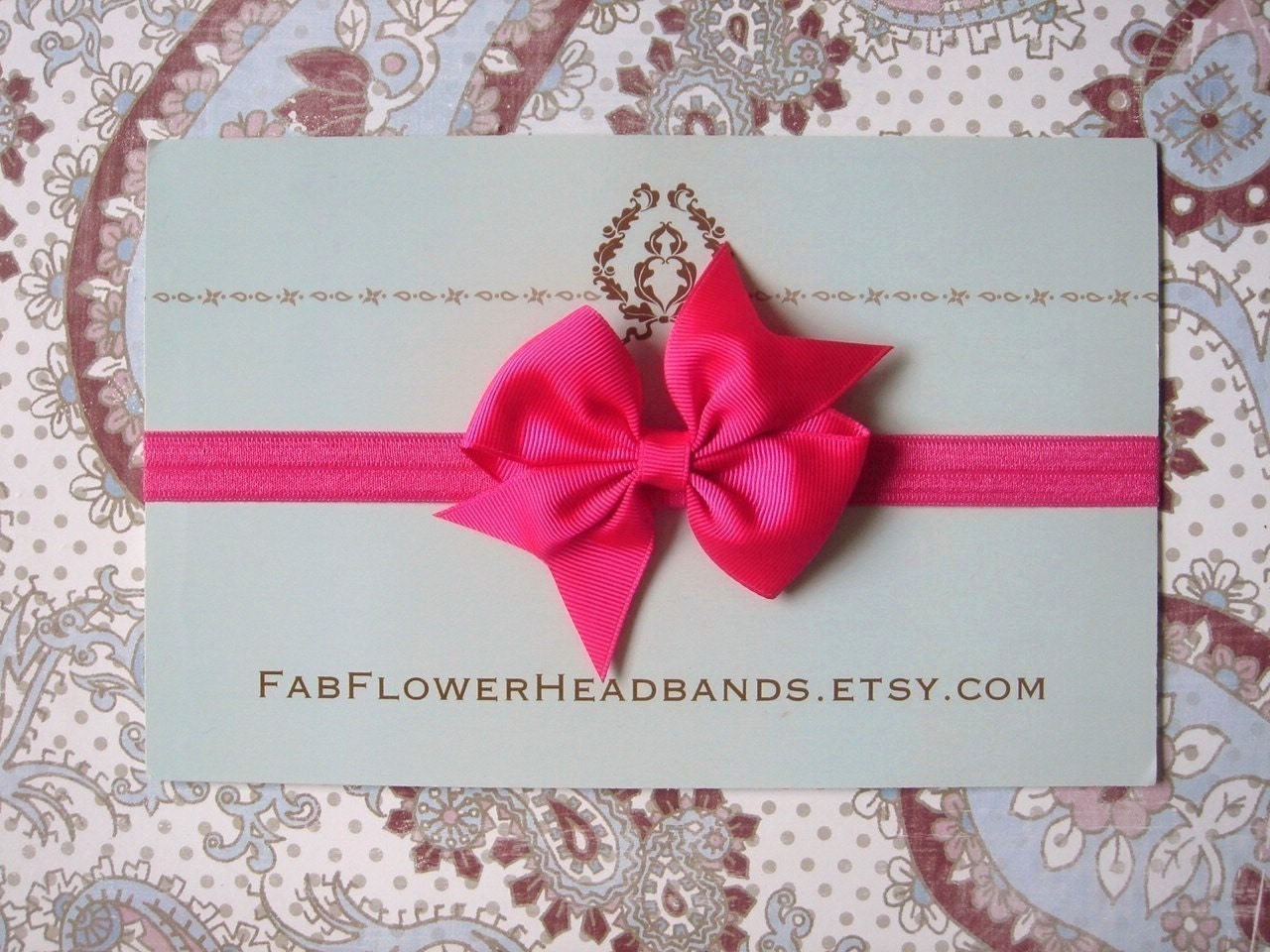 Hairbow Headband - Baby Bow Headband - Newborn Headband - Hot Pink Hairbow Clip on Headband