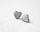 FREE WORLDWIDE SHIPPING - Silver Grey Glitter Heart Stud Earrings