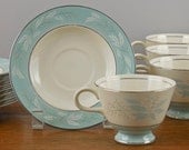 8 Homer Laughlin "Romance" Cup and Saucer Sets Eggshell China