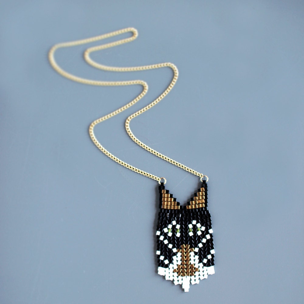 Black & White Tuxedo Cat Necklace - Made to Order