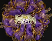 LSU Wreath, Sports Wreath, College Football, Football Decor - Item 734