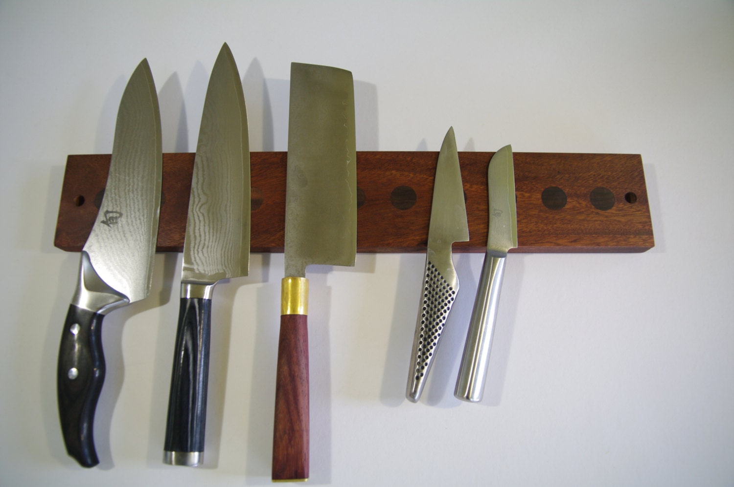 18 inch Magnetic Wall Mounted Walnut Knife Block