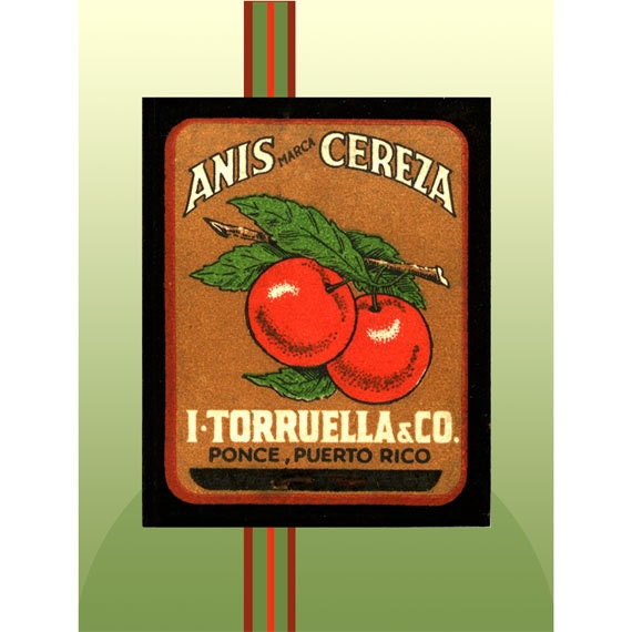 Cherry Anise Syrup - Puerto Rican Vintage Matchbook Print - Kitchen - Gift of wall decor