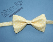 Yellow little boy bow tie with white polka dots- photo prop, wedding, ring bearer, accessory