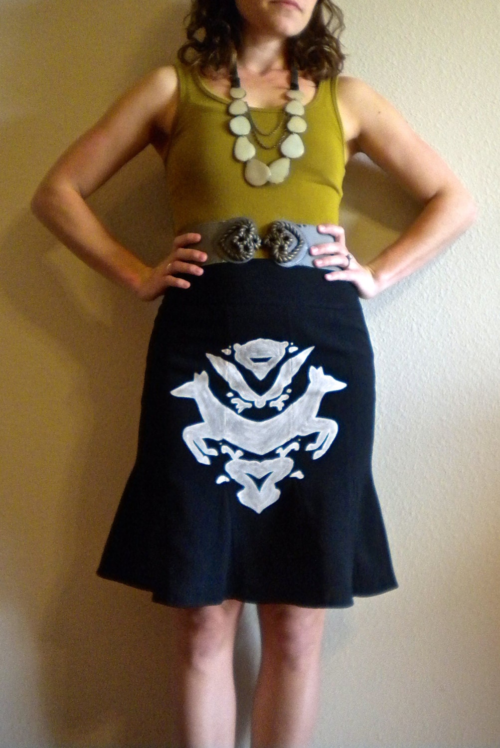 Harry Potter Ink Blot Skirt womens size 2 small Snape's patronus deer and snitch