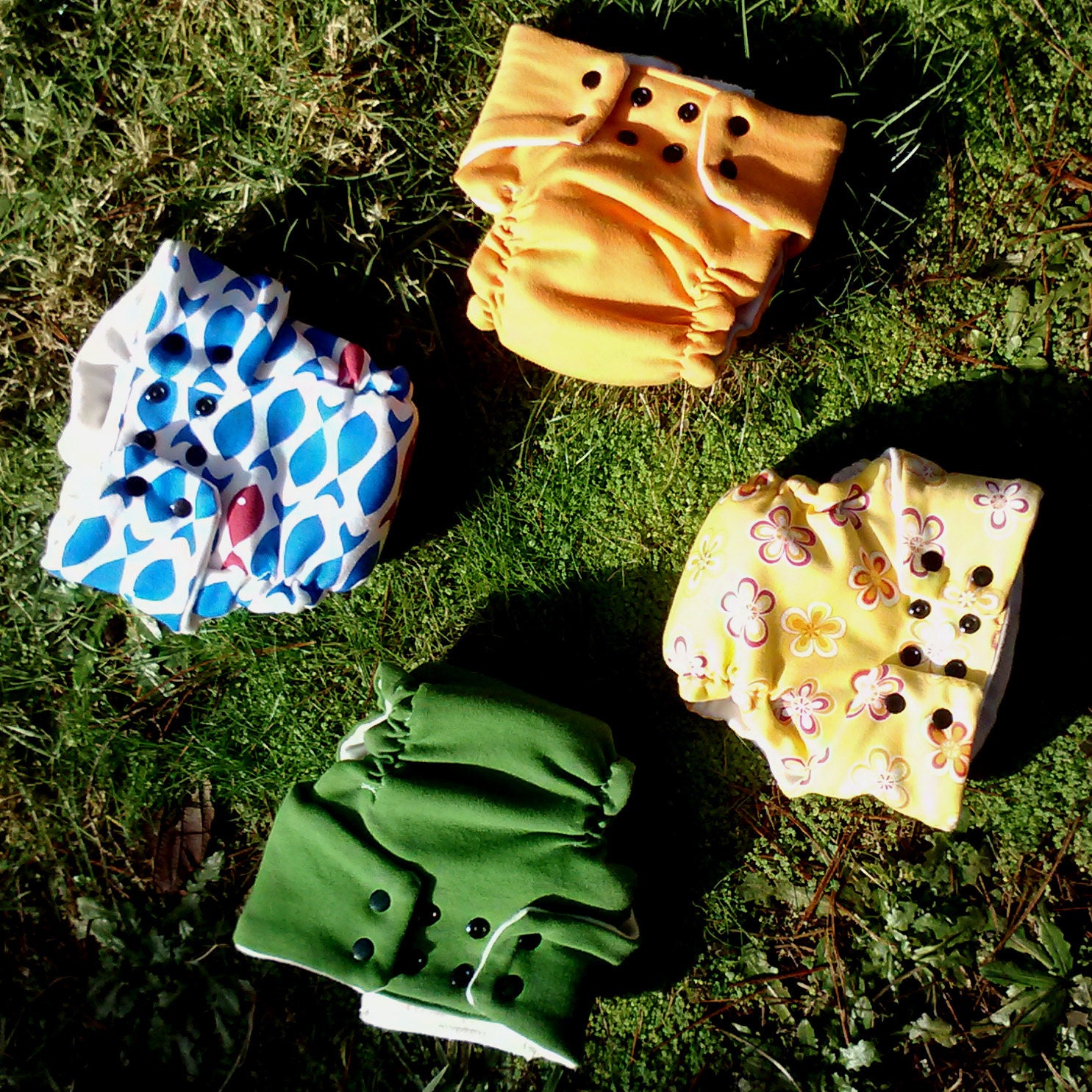 medium set of 4 organic cotton fitted diapers various prints and colors