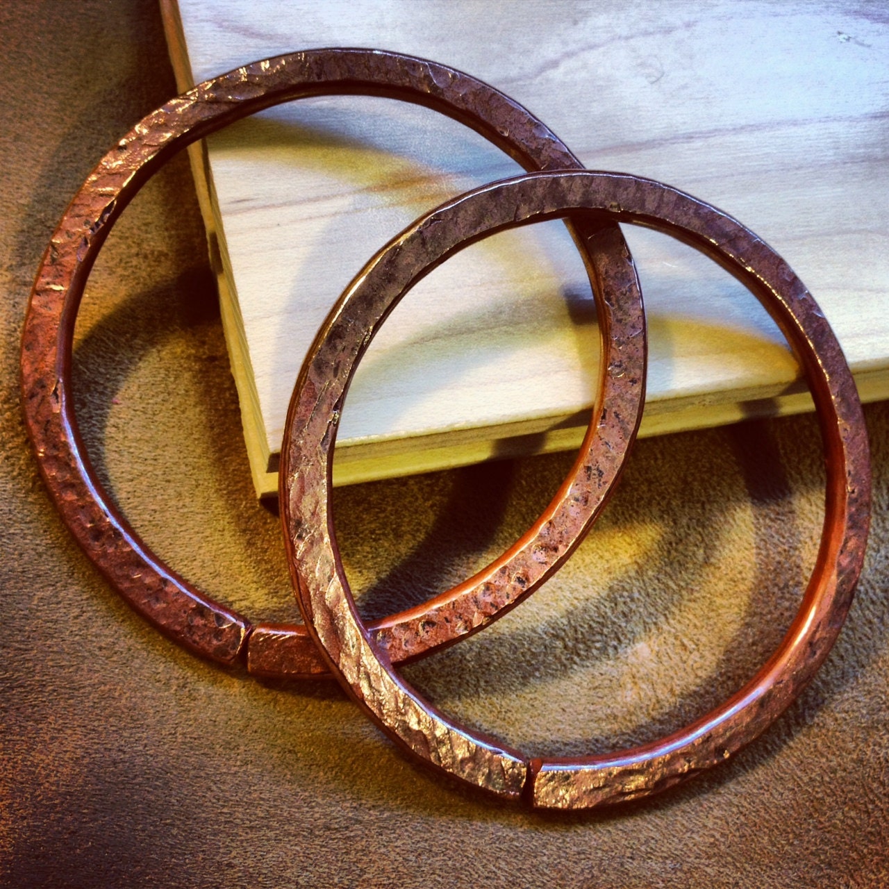4g Solid Copper Hammered Hoops - Earrings for Stretched Lobes, 3" Outer Diameter - Gauges - Gauged Hoops
