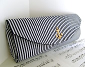 Navy blue nautical clutch with gold anchor. Wedding clutch. Made to order