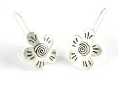 Spiral Flower Earrings, Sterling Silver Earrings, Gift For Her, Oxidized Flower Silver Earrings, Gift For Teen, Floral Jewelry