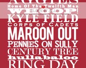 Texas A & M Aggies University Subway Wall Art Print Poster . 11x14 // Graduation Gift // Maroon College Team Spirit