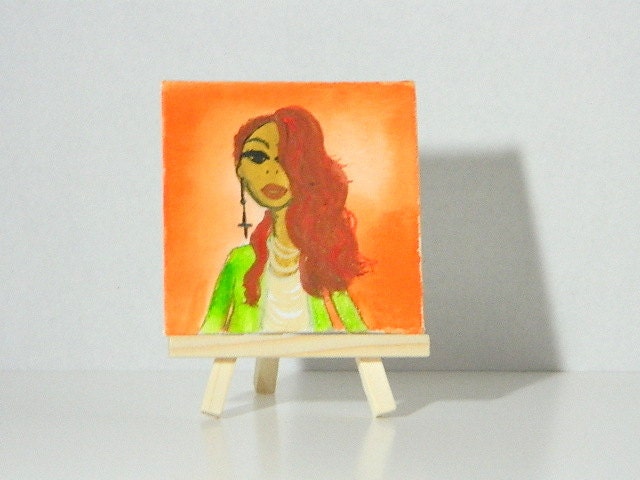 Miniature Portrait Painting of Roxy with Mini Art Easel