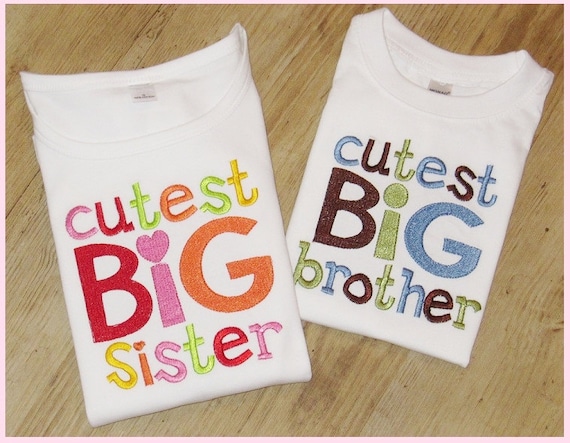 Big Sister, Little Sister, Big Brother, Little Brother Sibling Set, Embroidery Sibling Shirts