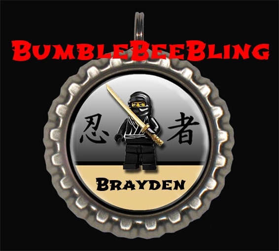 Children's Jewelry Boys Personalized Ninja Karate Pendant Necklace or Zipper Pull Your Choice of Color