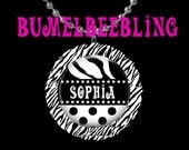 Children's Jewelry Personalized Black and White Zebra Polka Dot Custom Pendant Necklace or Zipper Pull