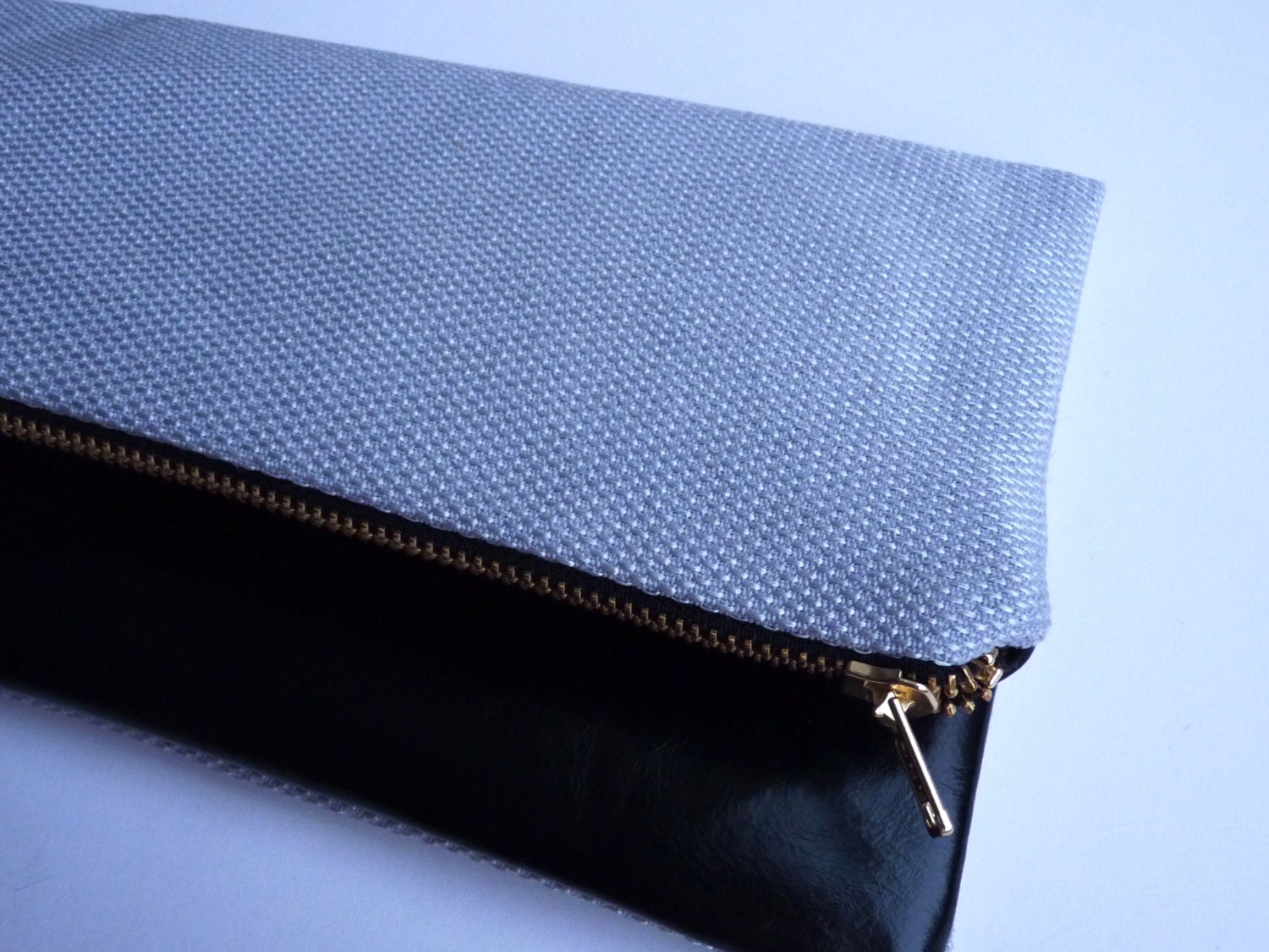 Leather and textured fabric clutch bag, 6 ways to style, small