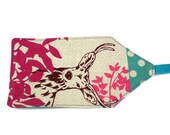 Luggage Tag - Patchwork Deer Pink - Japanese Import Fabric