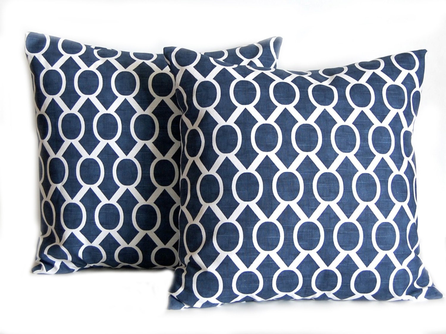 Throw Pillow Cover Decorative Pillow Home Decor Cushion Covers 20 x 20 Inches - Premier Navy Blue on White Slub Sydney by Premier Prints