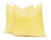 Chevron Throw Pillow Cover For Decorative Throw Pillow One 18 x 18 Inches Corn Yellow and White