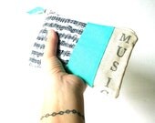 PERSONALIZED CLUTCH / music zipper pouch / pick your letters / aqua bag