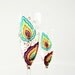 Wedding Glasses Toasting Peacock Hand Painted Multicolor Purple Turquoise Yellow Green Copper Swarovski Crystals Set of 2