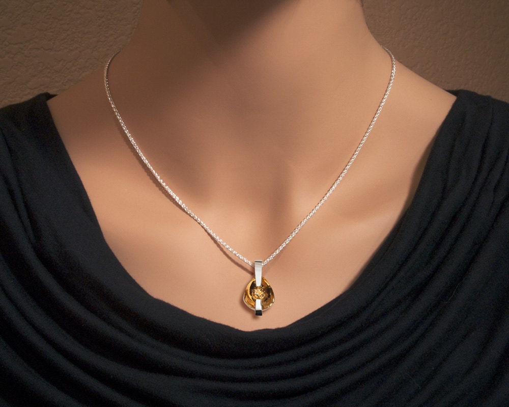 citrine necklace - statement necklace - November birthstone - yellow - Argentium silver  - contemporary jewelry - 3502