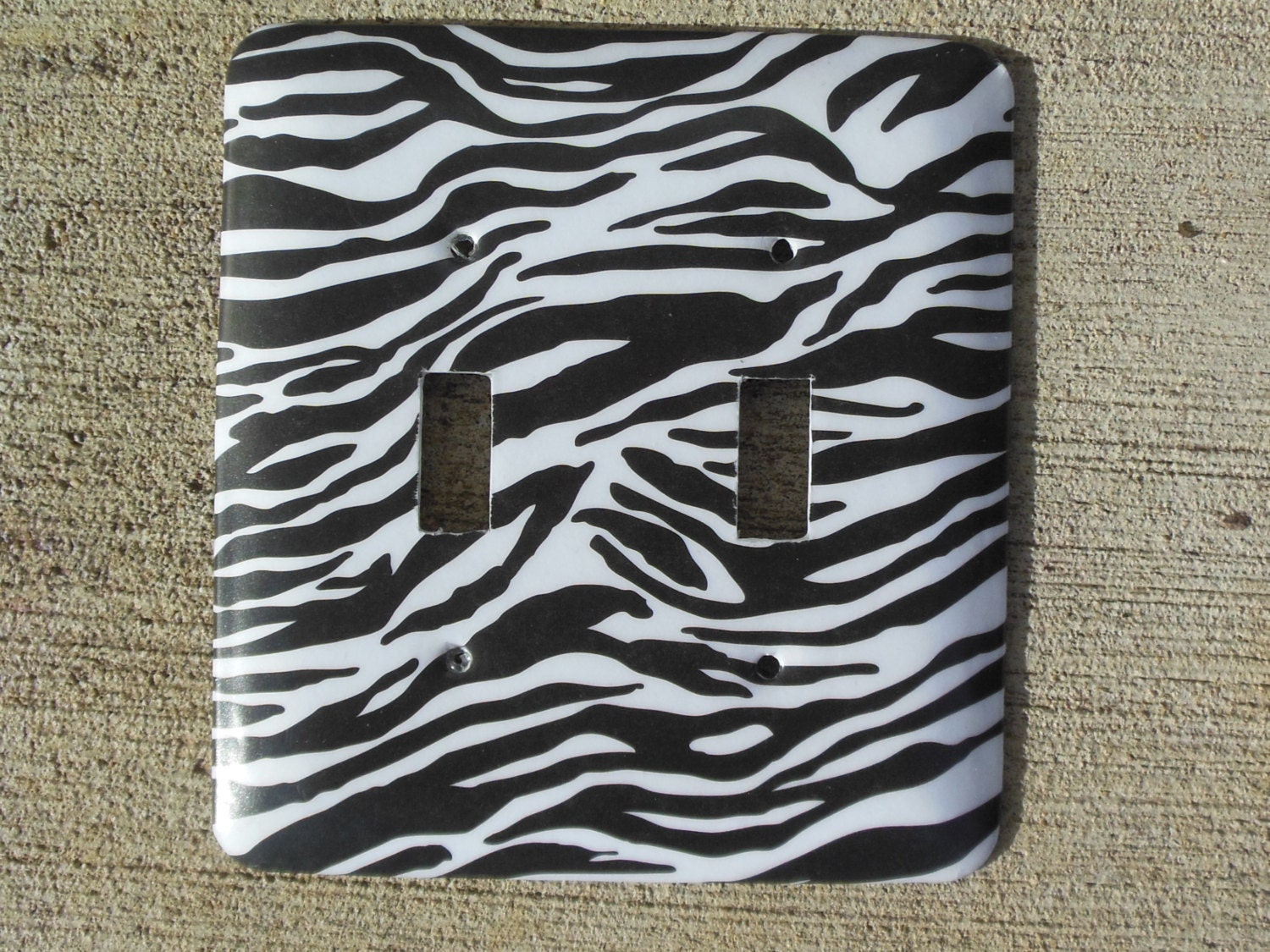 Zebra Black and White Stripe Double Light Switch Plate Cover