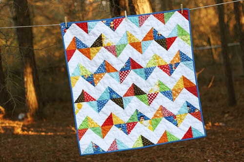 Modern Chevron Superhero Baby Quilt