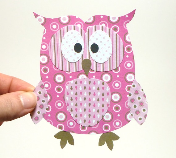 Paper Owl Printable - Pink Layered Papercraft Embellishment