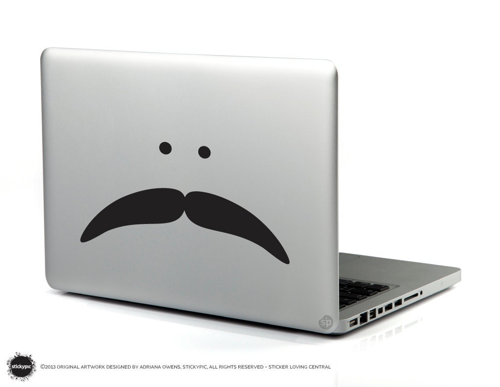Sir Aye-Say Moustache in Black (Laptop Decal Removable Vinyl Sticker Computer Decal PC Apple Macbook Mac Geekery Wall Sticker Moustache)