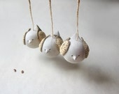 Small flight wooden birds, wood carving, decorative, Set of 3
