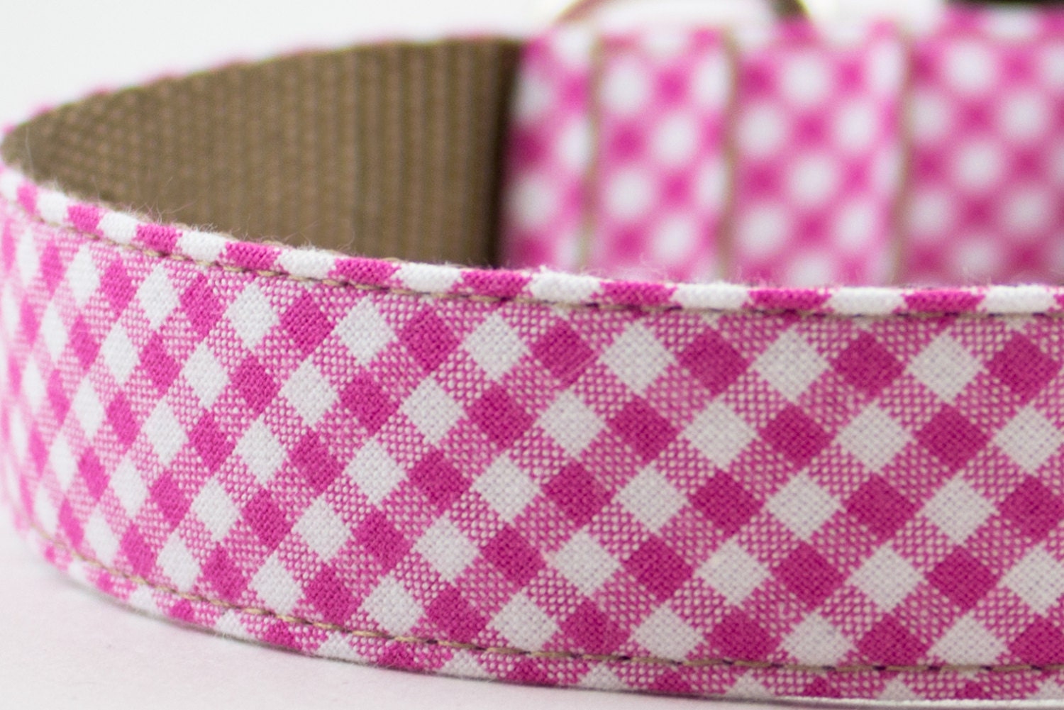 Pink Gingham Dog Collar
