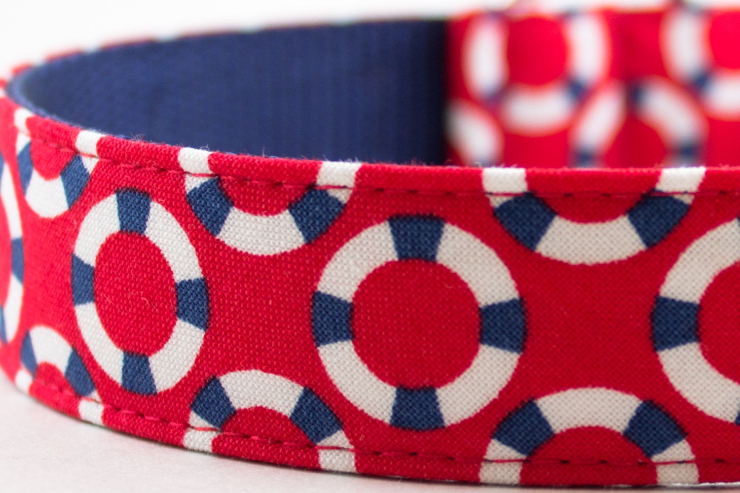 Red Lifesaver Nautical Dog Collar