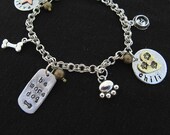 Custom Metal Stamped Tripawd Dog Silver Charm Bracelet