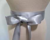 Silver gray Ribbon sash, wedding belt satin ribbon, bridesmaid wedding dress accessory