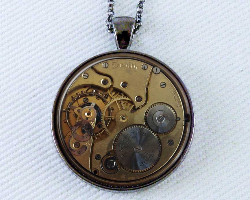 Buy One Get One FREE Pendant Necklace Pendant Jewelry- Clock Gears Inside of a Watch