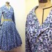 1950s Susan Small label Blue abstract print shirt waister - S