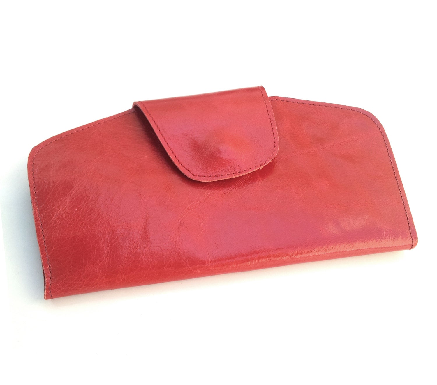Red Leather Wallet, leather clutch, pocket and slots, women's wallet, gift for her, red purse, pouch