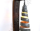 LARGE Wine Barrel Ring Wall Sconce Hanging Pendant Light -Open -100% RECYCLED from Napa Wine Barrels