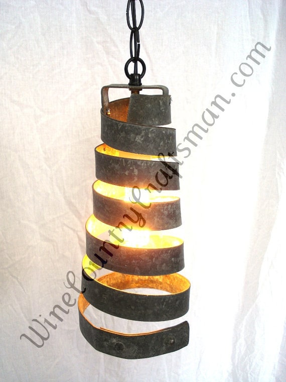 Wine Barrel Ring Hanging Pendant Light -Open -100% RECYCLED from Napa Wine Barrels
