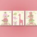 Baby girl, Nursery wall art print, Baby room decor, love birds, turtle, elephant, set of 3 11x14, match to the colors of Hayley bedding set
