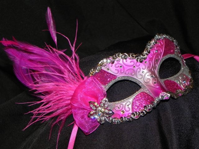 Feather Masquerade Mask in Shades of Pink