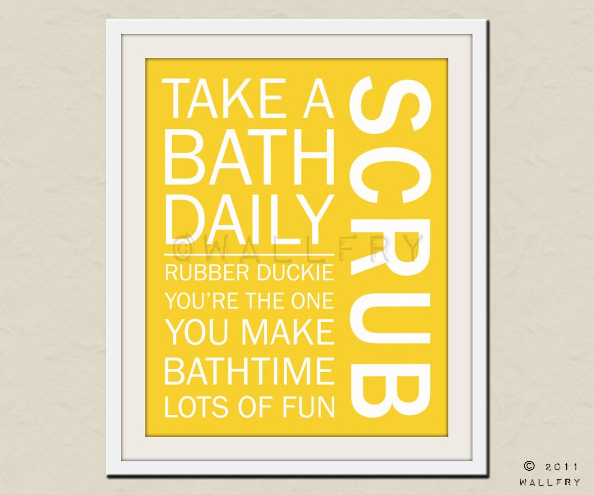 Bathroom art. Kids Bathroom rules. Bathroom prints bathroom art. Typography.  8x10 print by WallFry