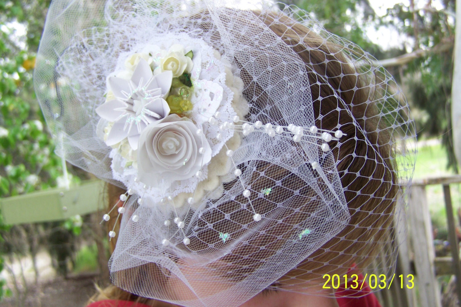Origami Short Birdcage Veil Fascinator